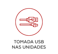 Tomadas USB nas unidades